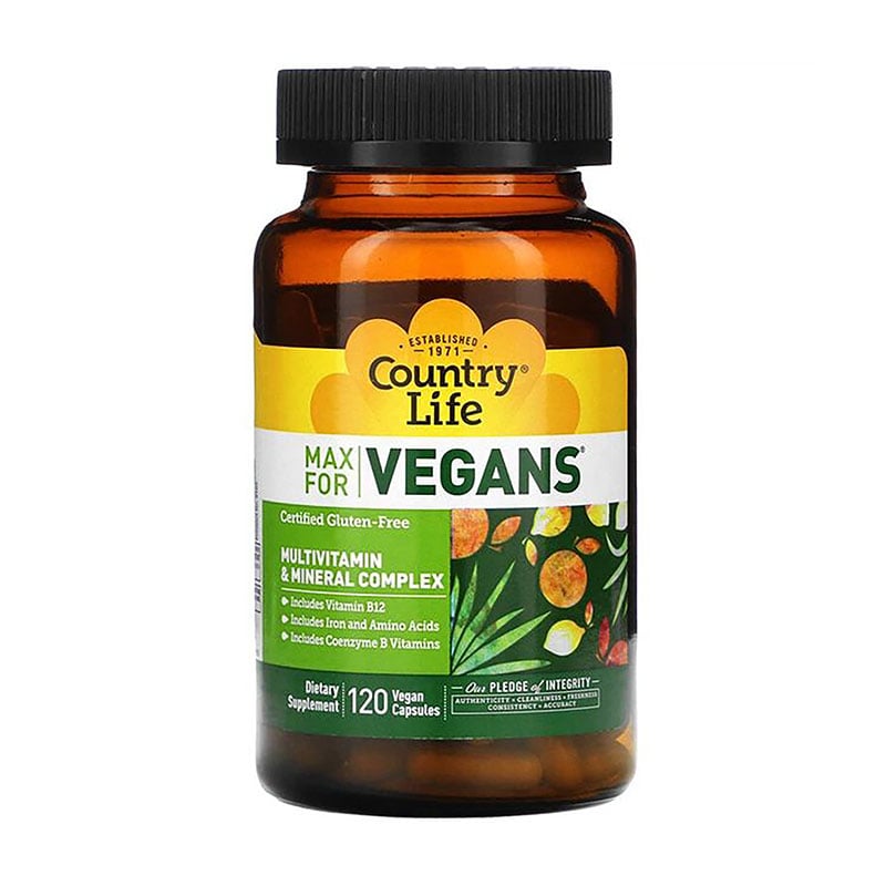 Вітамінно-мінеральний комплекс для веганів Country Life Max for Vegans Multivitamin &amp; Mineral Complex, 120 веганських капсул